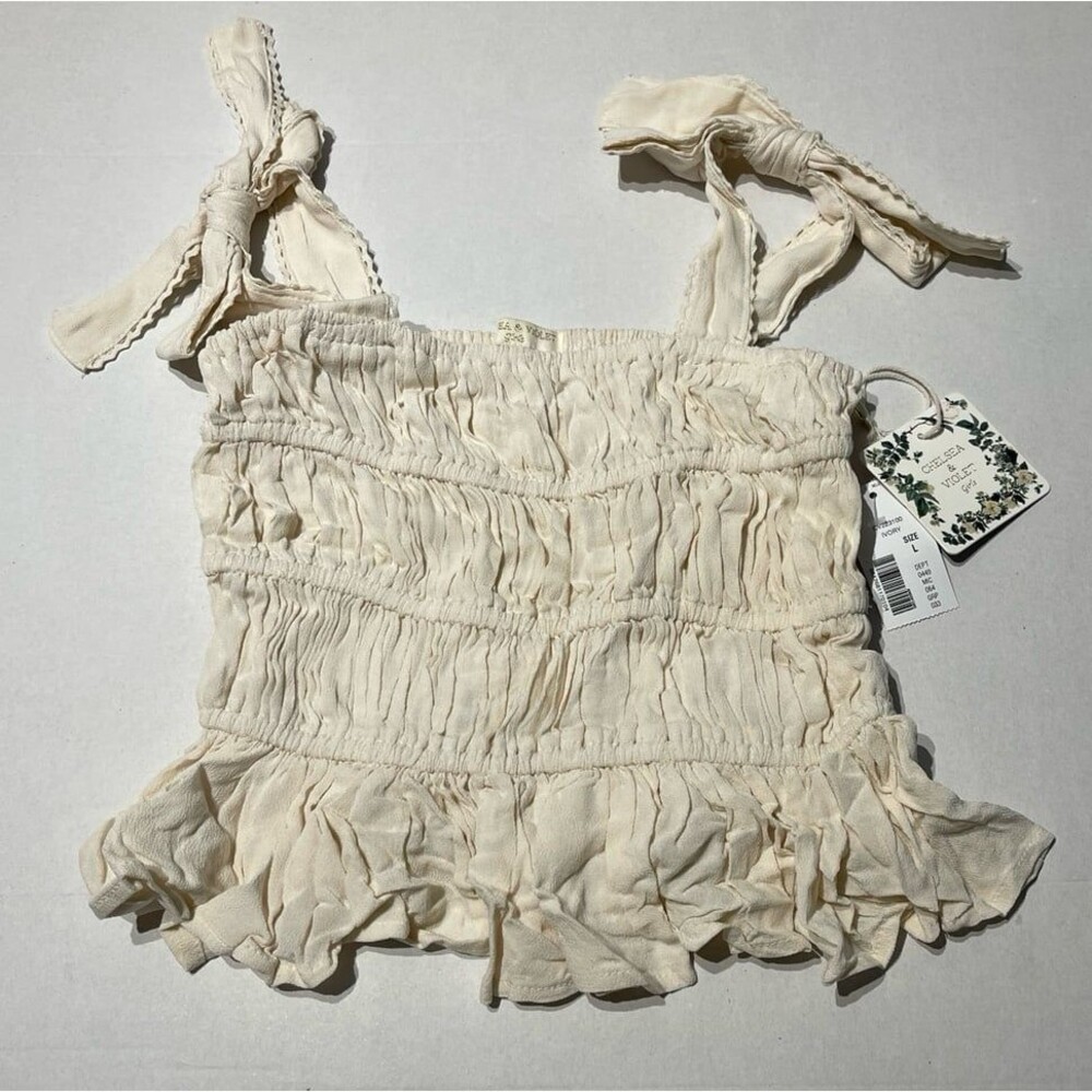 Chelsea & Violet Girls Top Size L Ivory New With Tags